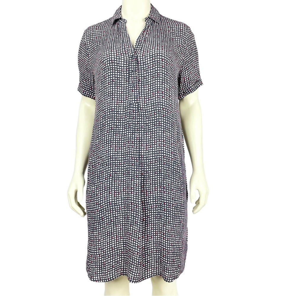 Sandwich Micro Check Pattern Office Casual Light Weight Shirt Dress Size 36
